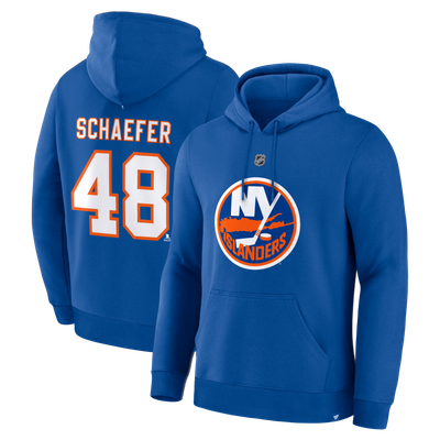 Matthew Schaefer New York Islanders Fanatics Authentic Stack Name & Number Hoodie - Royal